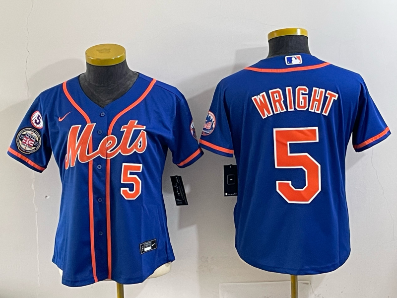 Youth New York Mets #5 Wright blue 2025 MLB Nike jersey 032->atlanta braves->MLB Jersey